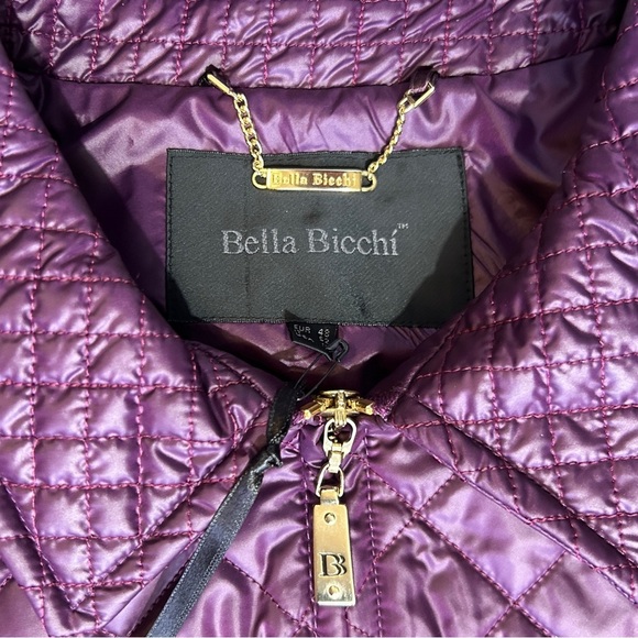 BELLA BICCHI Purple Quilted Coat Jacket sz 16 Lined Lightweight Pockets Short - Picture 9 of 12